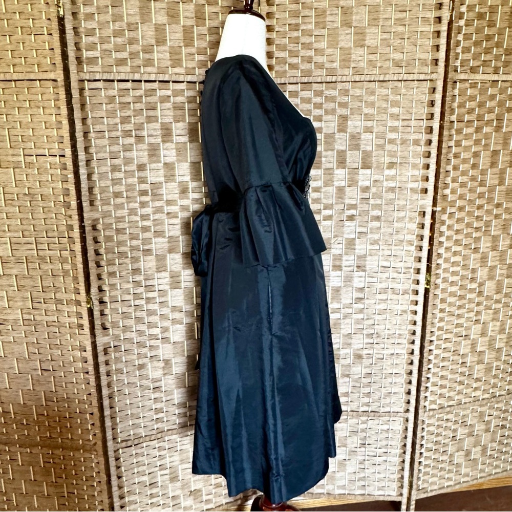 Donna Morgan black silk taffeta bell sleeve dress 14 - Picture 5 of 14